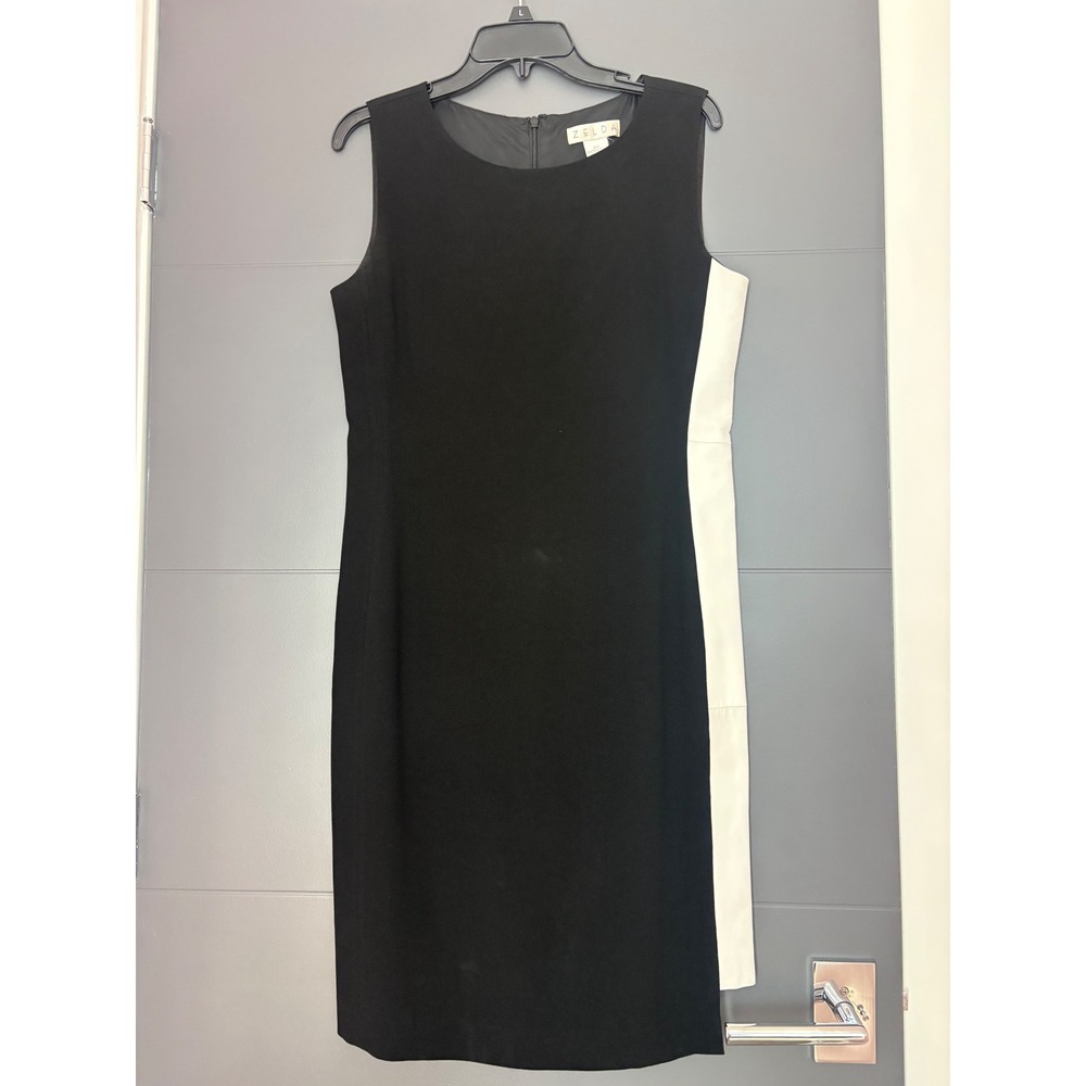 Zelda Womens Black white  Colorblock Sheath Dress Sleeveless Size 6‎ Knee Length